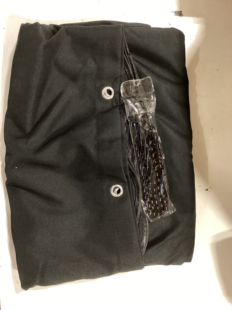Condition photo showing Good Condition for miulee black scalloped shower curtain linen textured with 12 metal hooks cute heavy duty washable waterproof thick cloth halloween shower curtains with black border for bathroom hotel bathtub,w72*l72 black 72"w x 72"l (pack of 1)