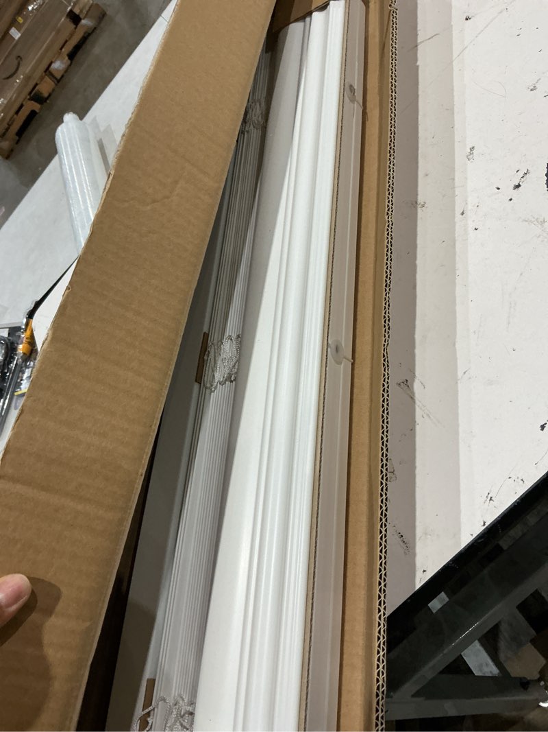 Condition photo showing Good Condition for pre-cut 35 in. w x 64 in. l cordless light filtering white vinyl mini blind with 1 in. slats