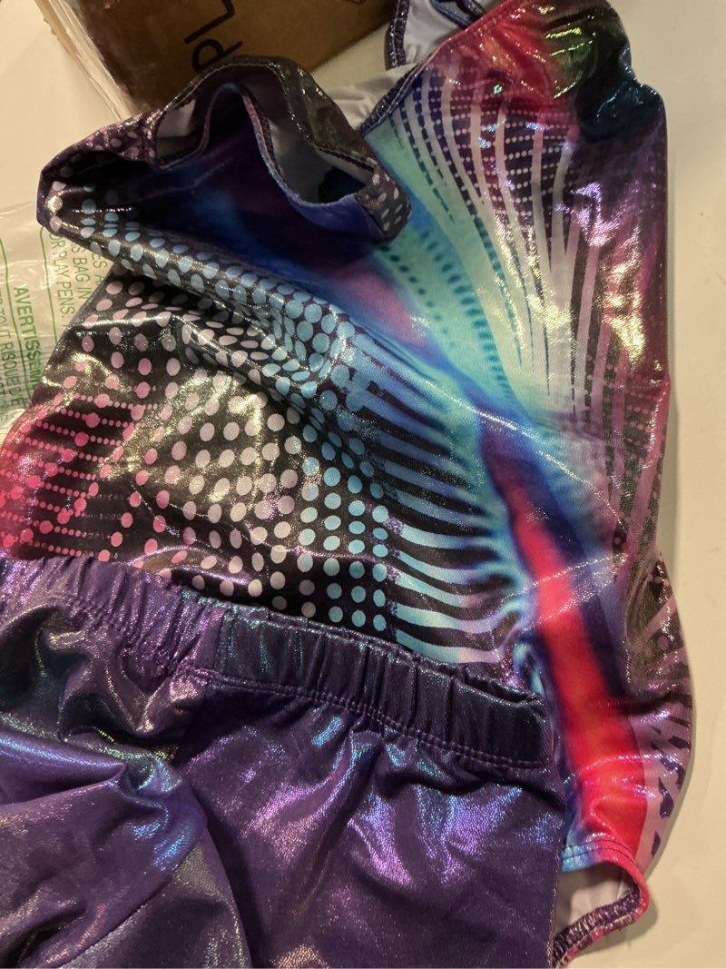 Condition photo showing Good Condition for TENVDA Gymnastics Leotards for Girls 5-12 Years Old Sparkly Dance Tumbling Outfit Matching Shorts Set Aurora 10-12 Years
