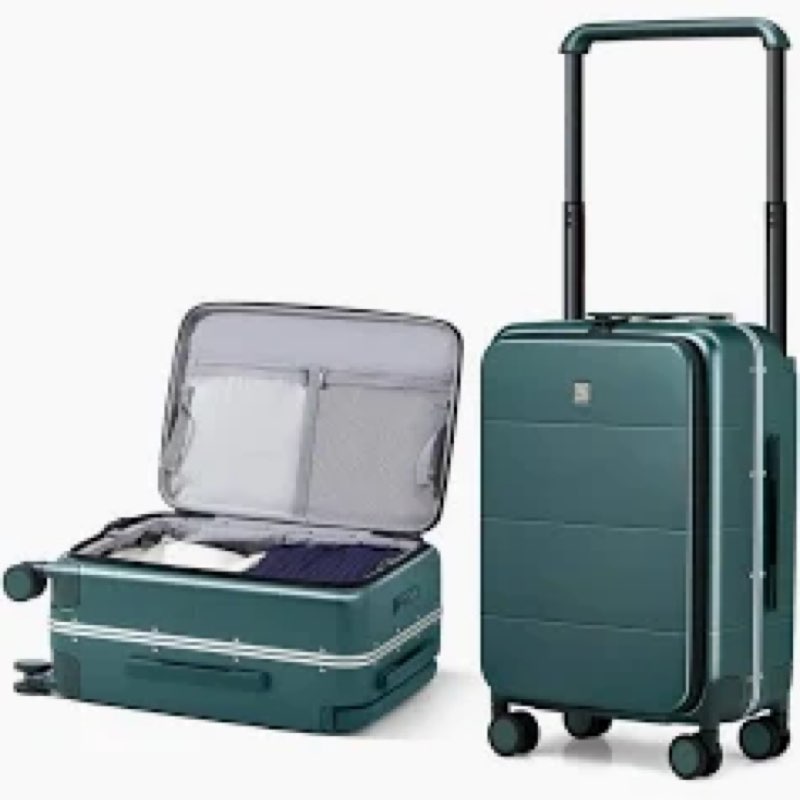 hanke hardside expandable carry on luggage, 20 inch top opening trunk luggages with spinner wheels, all-pc hard shell carry-on suitcase, lightweight & tsa airline approved (graphite grey, 46l) expandable 20 inch graphite green