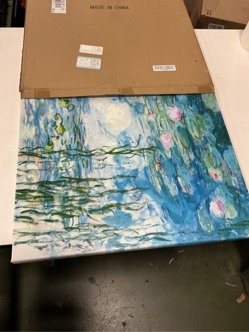 Condition photo showing Good Condition for dgbtcart Large Water Lilies by Claude Monet Canvas Wall Art Classic Artwork Painting Print for Living Room Bedroom Office Wall Decor-24 x36 36"L x 24"W Monet Water Lilies