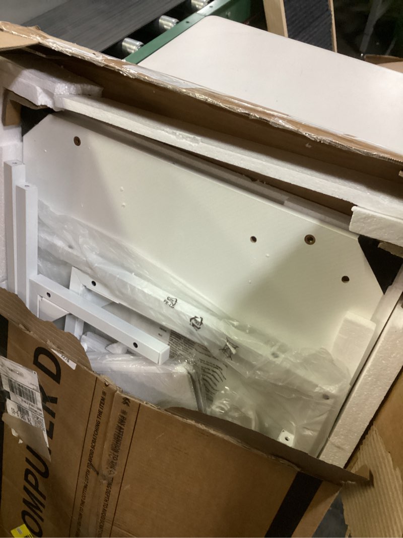 Condition photo showing Good Condition for AODK 52 Inch Gaming Desk with USB Charging Ports & LED Light- Reversible Computer Desk with Storage Shelves & Monitor Stand, Modern Gamer Desk Table with Fabric Drawers & Side Hook, Carbon Fiber White White 52 inches