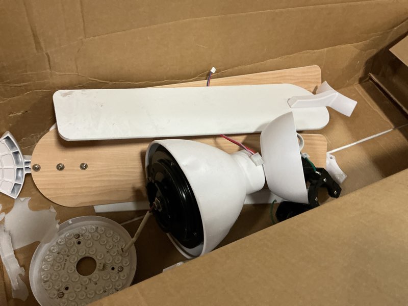 Condition photo showing As Is for putroad 52 Inch Ceiling Fans with Lights and Remote: White Ceiling Fan 5 Blade Modern Ceiling Fan fo