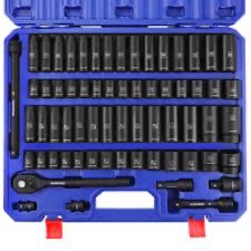 WORKPRO 1/2” Drive Impact Socket Set, 65PCS SAE(3/8”-1-1/4”) and Metric(10-24mm) Deep & Shallow Kit,