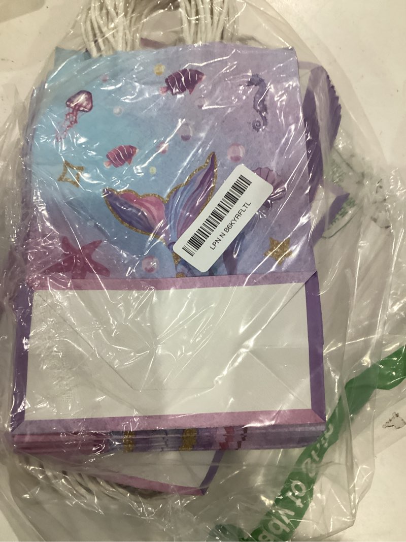 Condition photo showing Good Condition for Ctosree 40 Pcs Mermaid Party Favors Bags with Handles for Kids Under the Sea Candy Goodie Treat Bags Girls Baby Shower Princess Decorations Mermaid Theme Birthday Party Supplies