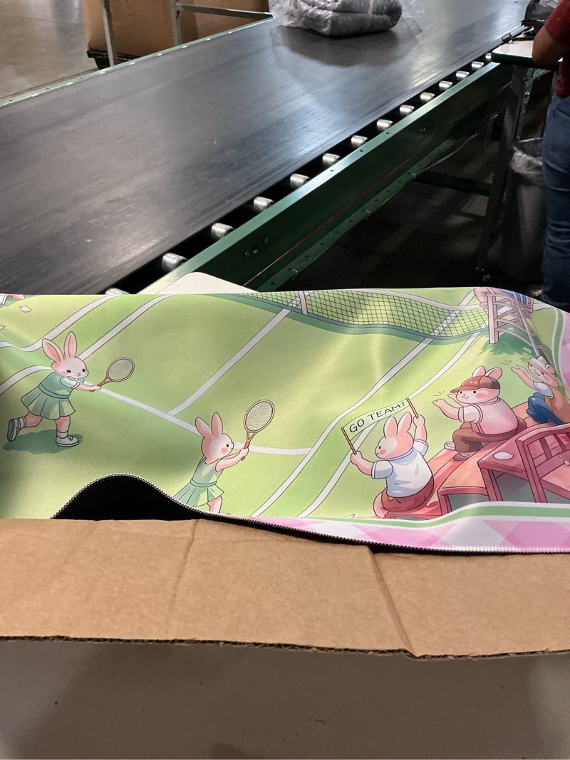 Condition photo showing As Is for mahjong mat, 31.5" american mahjong mat for table, shipped rolled | non-slip noise-reduction gaming mat, bunny mahjong mat with carrying bag for mahjong, poker, card, board games and dominoes
