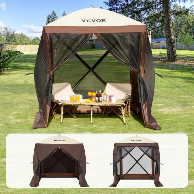 vevor pop up gazebo 6 ft. x 6 ft. tent pop-up screen tent 4 sided canopy sun shelter