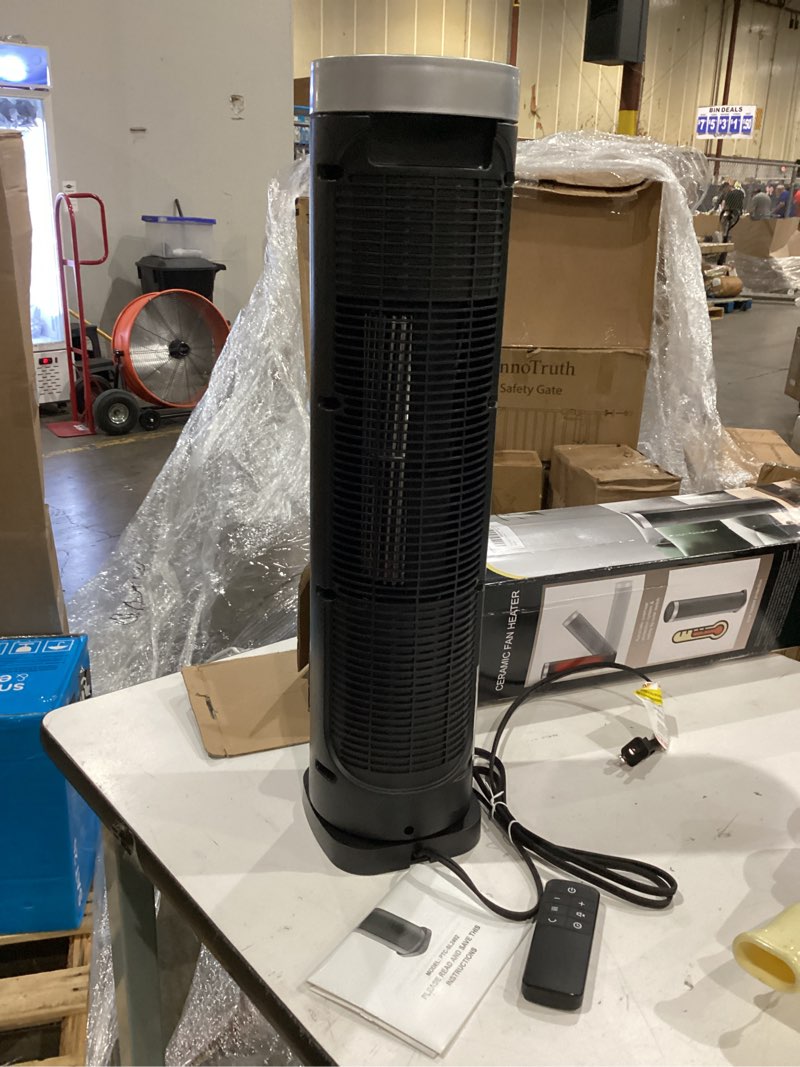 Condition photo showing Good Condition for space heater for indoor use with remote - 70° oscillating tower electric heater, 24 inchs, 12h timer, 1500w quiet ptc ceramic heating with thermostat, fast safety heat for office, home, bedroom
