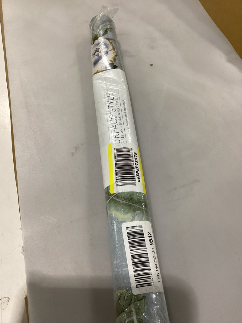 Condition photo showing New/Like New for Surface Style - Peel and Stick Wallpaper, Floral Wallpaper for Bedroom, Powder Room, Kitchen, Self Adhesive, Vinyl, 30.75 Sq Ft Coverage (Passerine Pavilion Collection, Geyser)