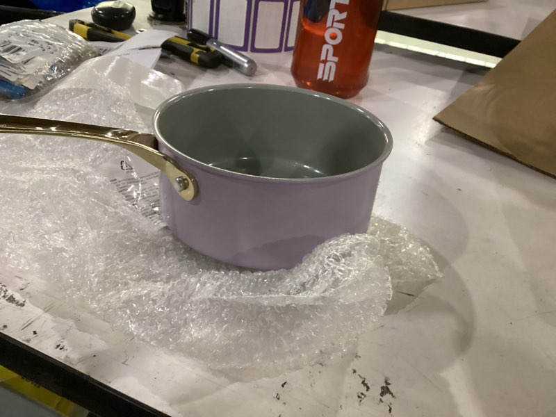 Condition photo showing Good Condition for chef power ceramic cookware sets, pots and pans set non stick, cookware set with stainless steel handle, dishwasher & oven safe purple 15pcs set