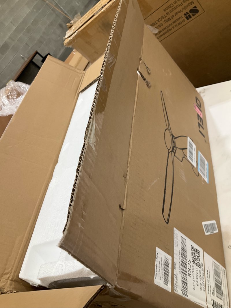 Condition photo showing New/Like New for okeli clear ceiling fan with light, 52 inch brushed nickel transparent ceiling fans with light and remote 3 reversible blade led ceiling fan and light combo for living room, bedroom, patio brushed nickel 52 inch
