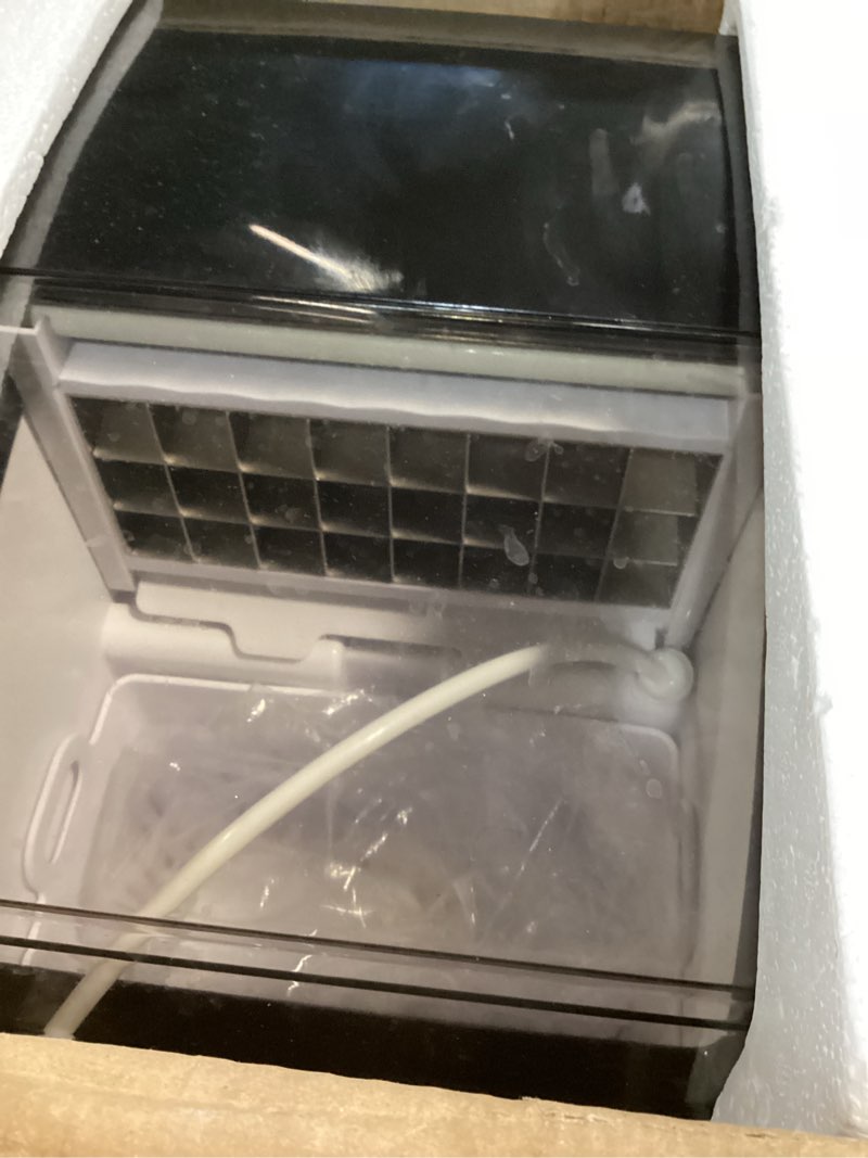 Condition photo showing Good Condition for countertop ice maker, 45lbs/day clear ice cube maker with self-priming water supply, 24 cubes ready in 13 mins, 6 ice thickness levels, stainless steel ice maker machine for home kitchen office bar silver