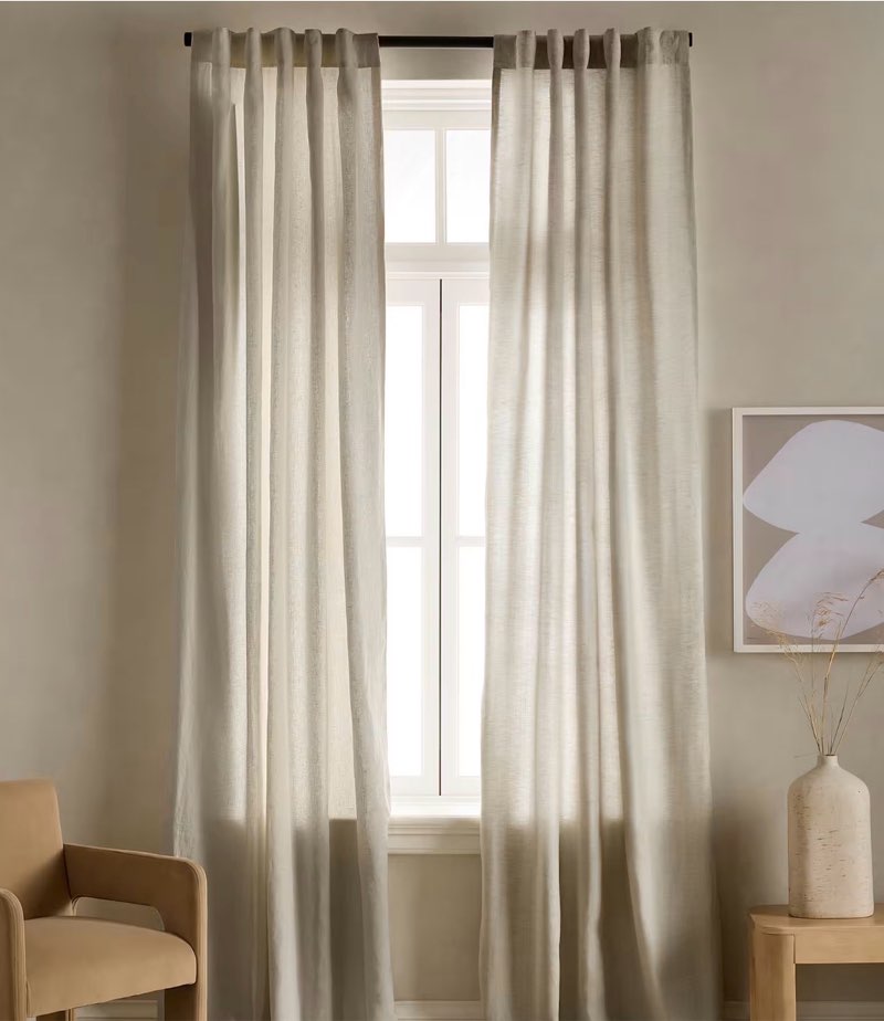 quince european linen curtain 48”x96” sage
