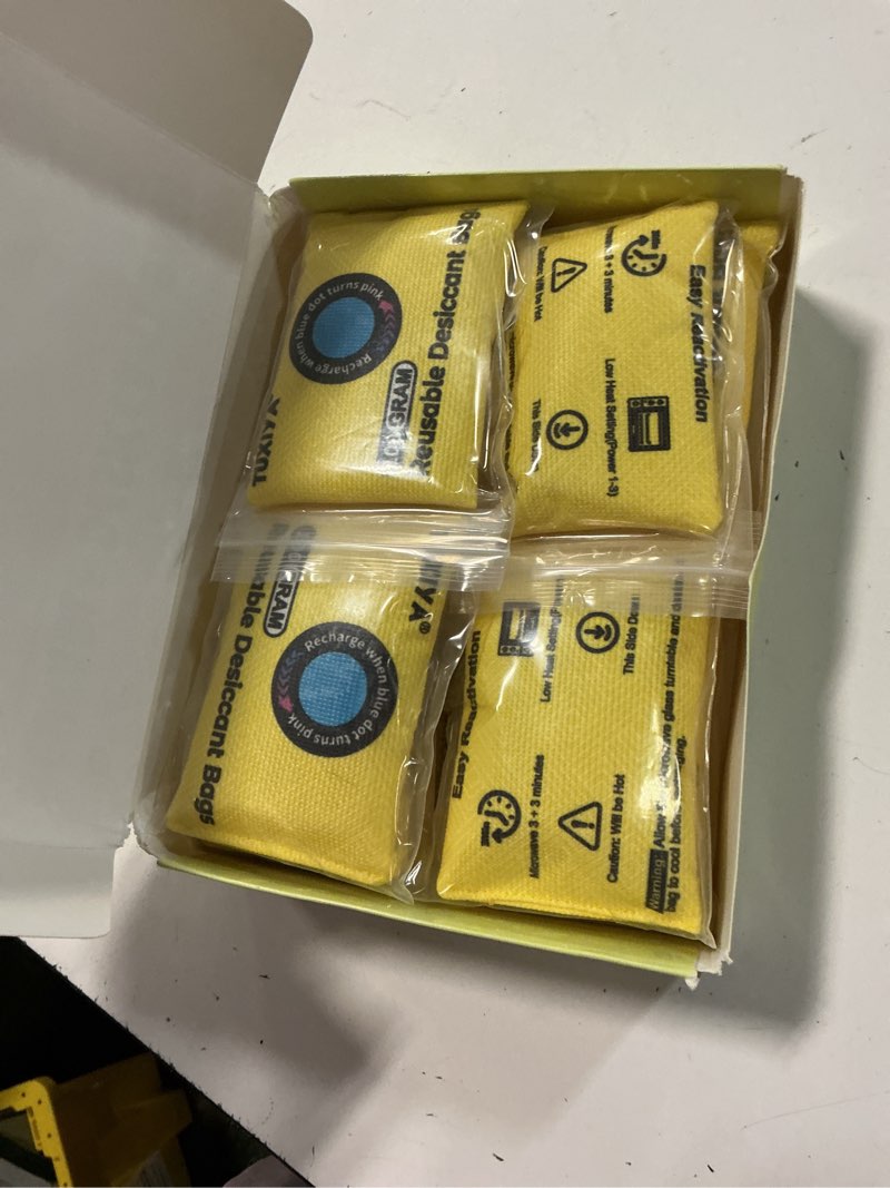 Condition photo showing New/Like New for tuxiya 12pack(100g each) rechargeable silica gel desiccant packets,color indicating desiccant packs for storage,moisture absorbers for storage bins,suitcase,safes,3d filaments,wet zones and cars 100 gram-12p