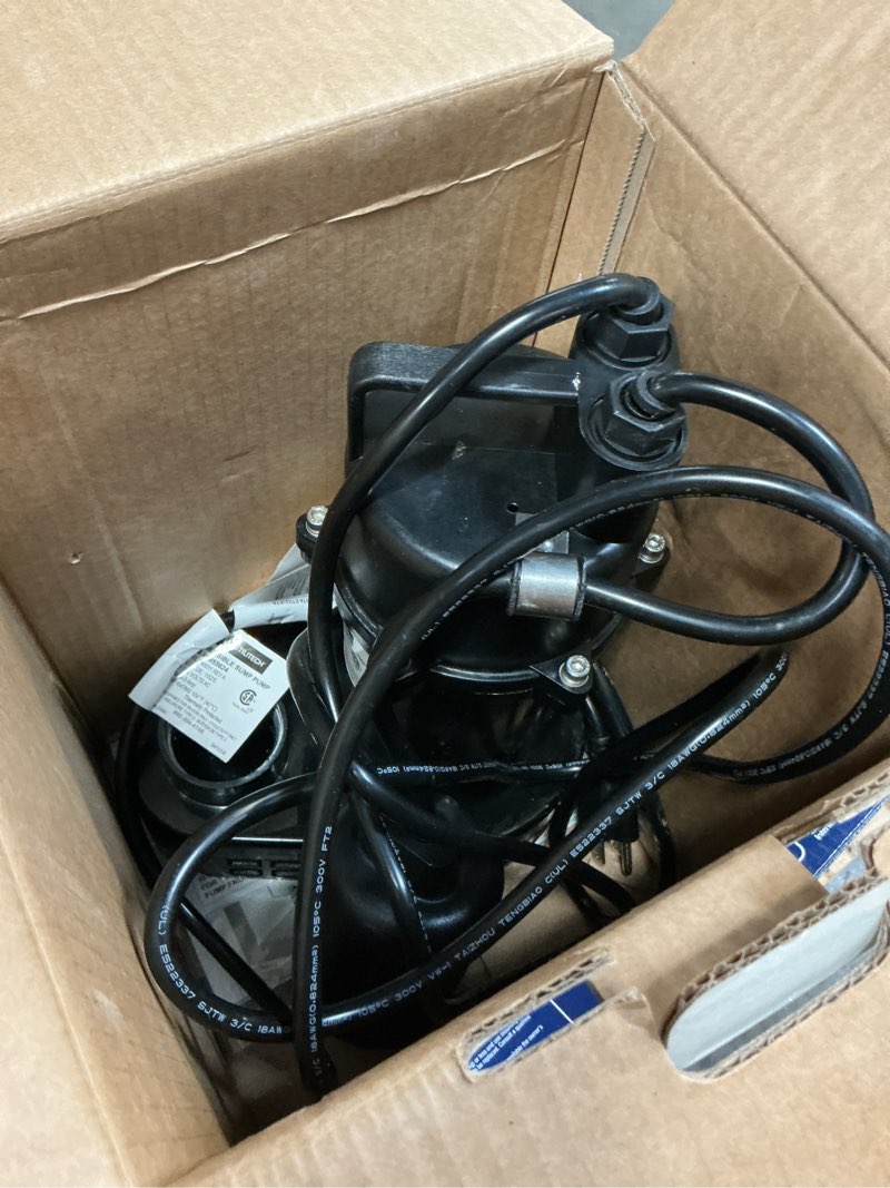 Condition photo showing As Is for utilitech 1/2-hp 115 -volt 55-gallon aluminum submersible sump pump