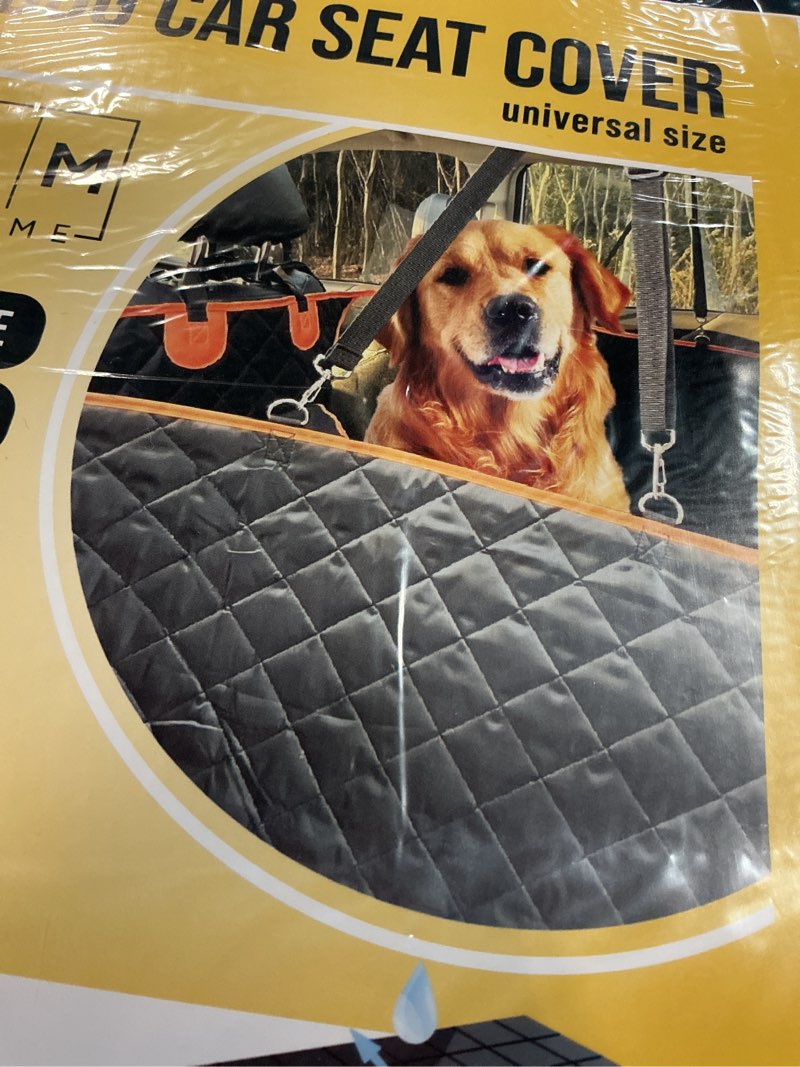 Condition photo showing New/Like New for Dog Car Seat Cover, 600D Heavy Durable Dog Seat Cover for Back Seat, 100% Waterproof Scratch Proof Nonslip Dog Hammock for Car with Side Flap, Pet Seat Covers with SeatBelt for Cars Sedan SUV Trucks Orange&Black Standard (53.9*57.9 )