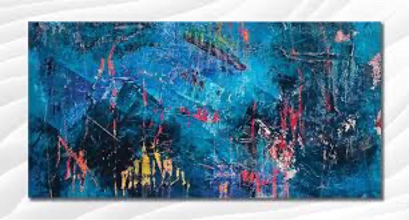 Namaste Home - Laminated Paper Poster - Blue Hills - Modern Art - Abstract Art - Laminated Paper Poster (Laminated Paper Poster, Size 48X24 Inches, MultiColor)
