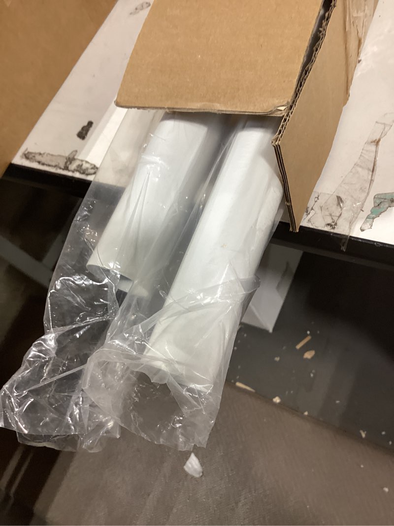 Condition photo showing As Is for long tension rod 39-144inch white tension curtain rods no drilling 1.26" diameter adjustable outdoor curtain rod for windows,shower,patio,doorway,heavy duty spring rods 41" to 144" white