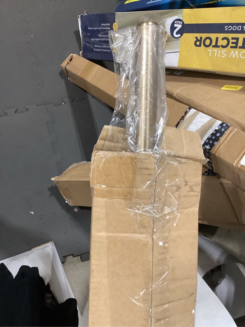 Condition photo showing As Is for briofox industrial shower curtain rod - 2-in-1 design tension curtain rod - rustproof non-slip 43 to 72 inch metal steel, light gold window curtain rod 43-72 inches light gold