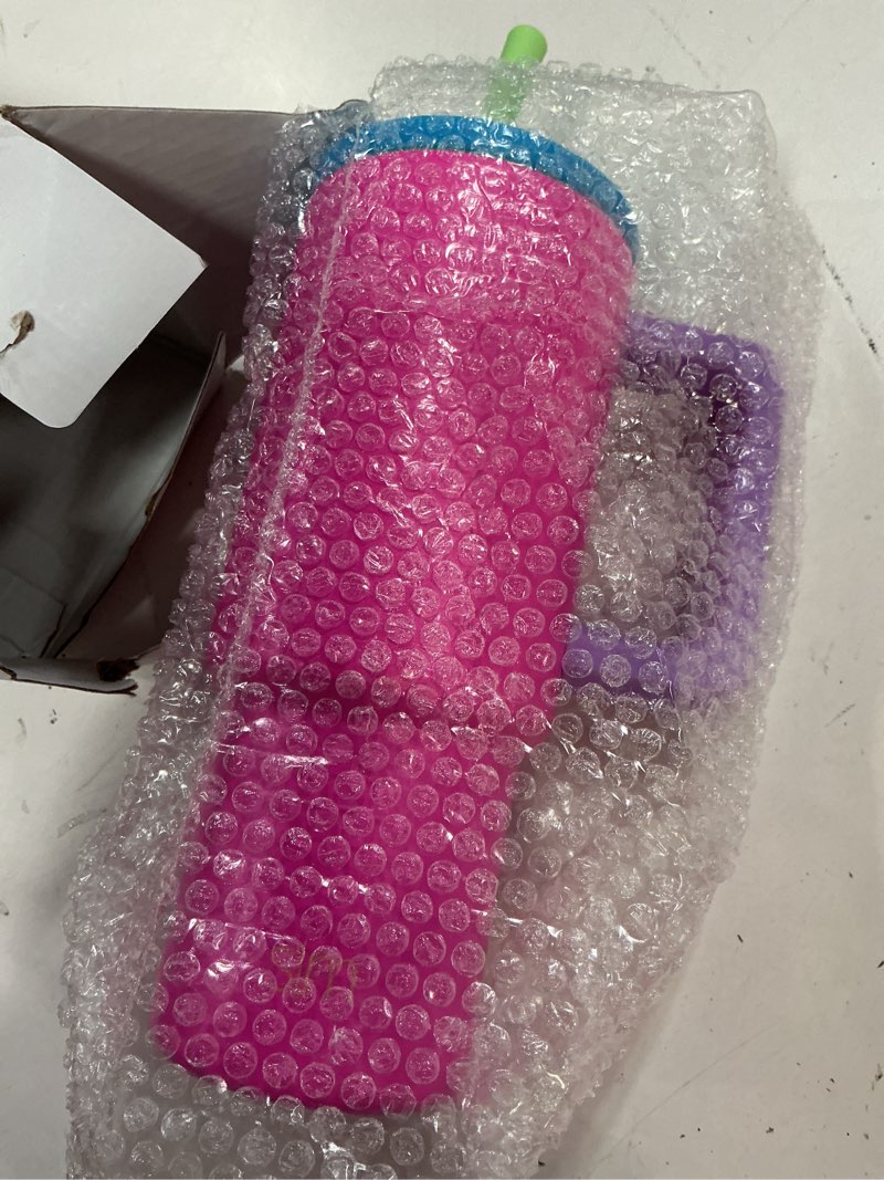 Condition photo showing Good Condition for simple modern kids 24 oz tumbler with handle and silicone straw lid | spill proof and leak resistant | reusable stainless steel bottle | gift for kids boys girls | trek collection | 80s mix multi-color: 80s mix 24 ounces
