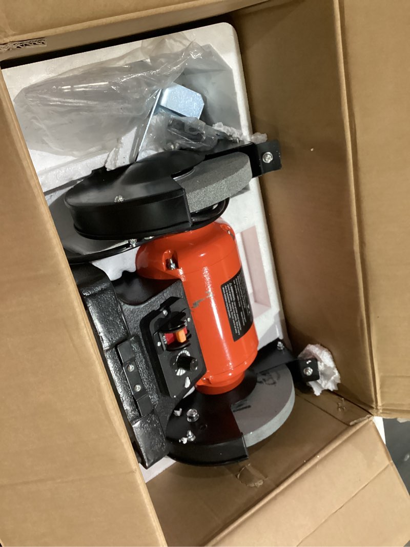 Condition photo showing Good Condition for vevor bench grinder, 8-inch variable speed bench grinder, 2000-3450rpm table grinders with 550w 5.0a 3/4hp induction motor, 36/60-grit grinding wheel & adjustable eye shield for sharpening grinding 8 inch-550w