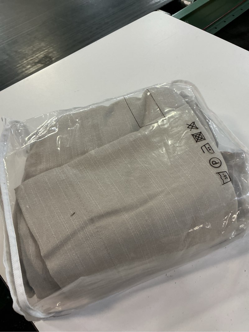 Condition photo showing As Is for topfinel 84 inch long oatmeal linen blackout back tab curtains, thermal insulated pinch pleat drapes for aesthetic bedroom window,cortinas blackout para dormitorio, white sand oatmeal 52" w*84" l oatmeal 52"w x 84"l (pack of 2)
