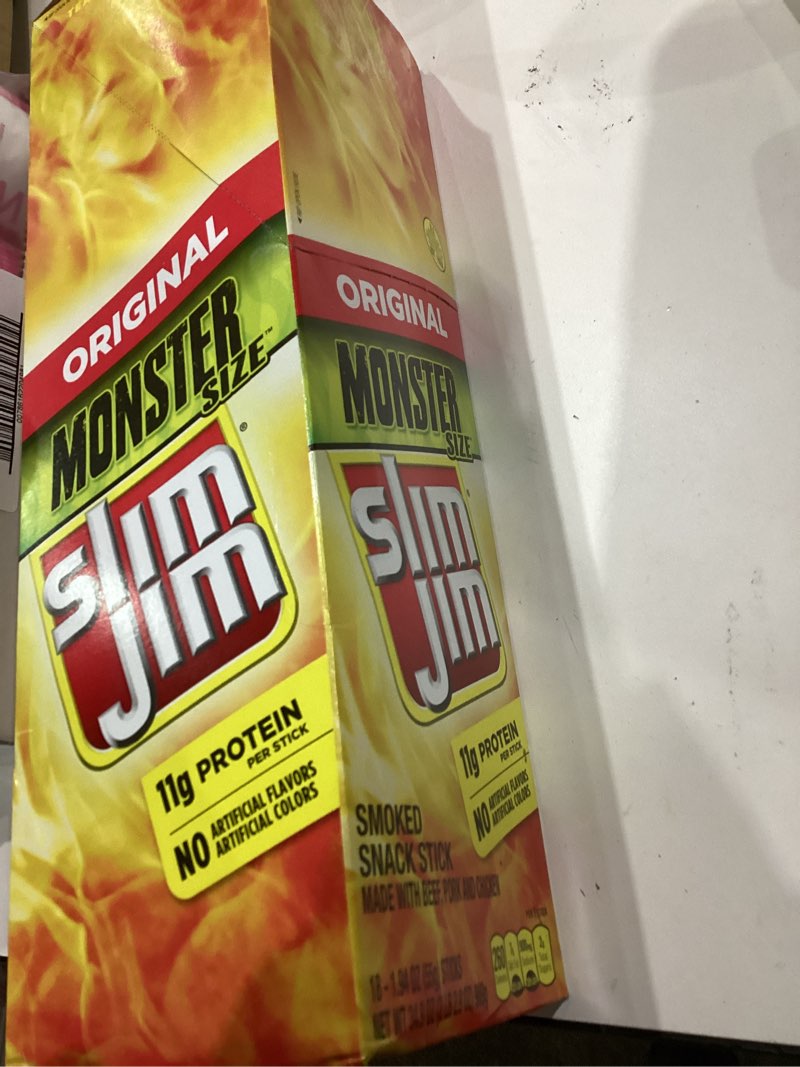 Condition photo showing New/Like New for Slim Jim Monster Smoked Meat Sticks, Original Flavor, 11g Protein Per Stick, 1.94 oz. (18 Count)
