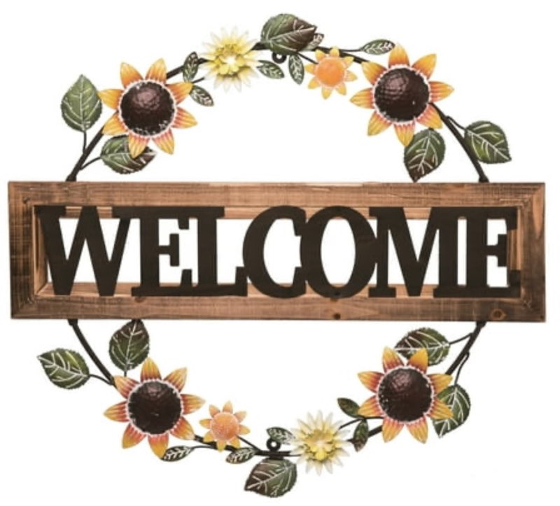Transpac Metal 25.25  Multicolor Spring Welcome Sunflower Wreath Decor