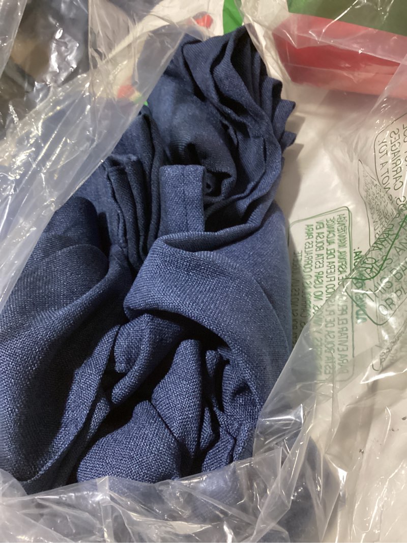 Condition photo showing Good Condition for Navy Blue Linen Curtains 96 Inches Long 2 Panel Set Midnight Blue Light Filtering Privacy Semi Sheer Curtain Panels Modern Farmhouse Window Drapes for Living Room Bedroom Indigo, 8FT Navy Blue 50"W x 96"L (Pack of 2)