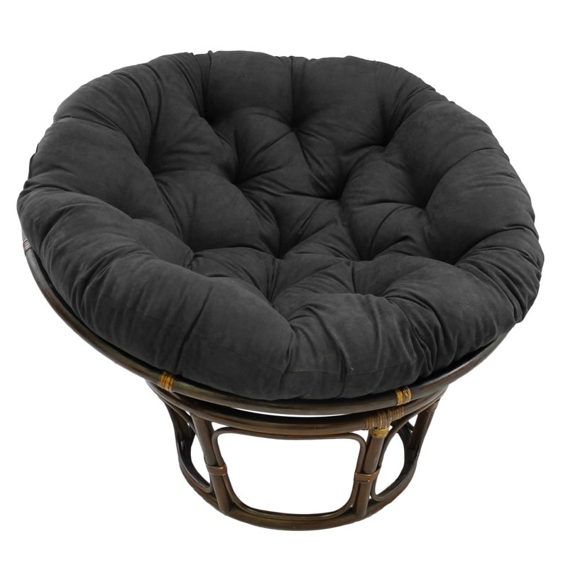 blazing needles solid microsuede papasan chair cushion, 52" x 6" x 52", black 52 in x 6 in x 52 in black