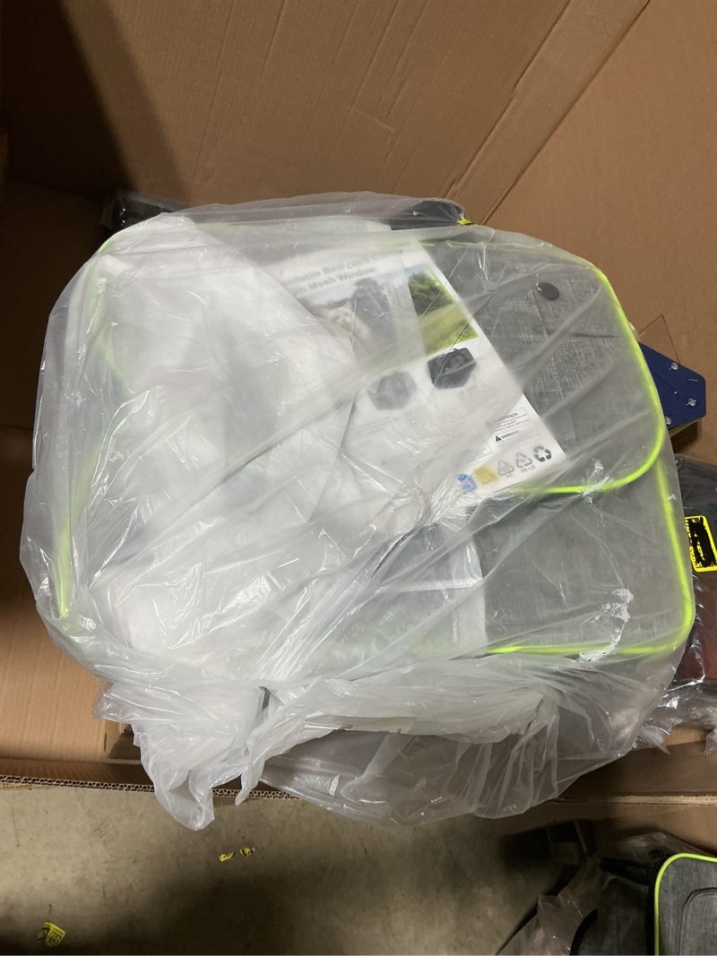 Condition photo showing As Is for pecute cat backpack carrier expandable , foldable pet backpack for cats & small dogs up to 11lbs, with 4-side breathable mesh, multi-entry & lockable zippers for travel, hiking, camping - hands free, grey l-mesh window