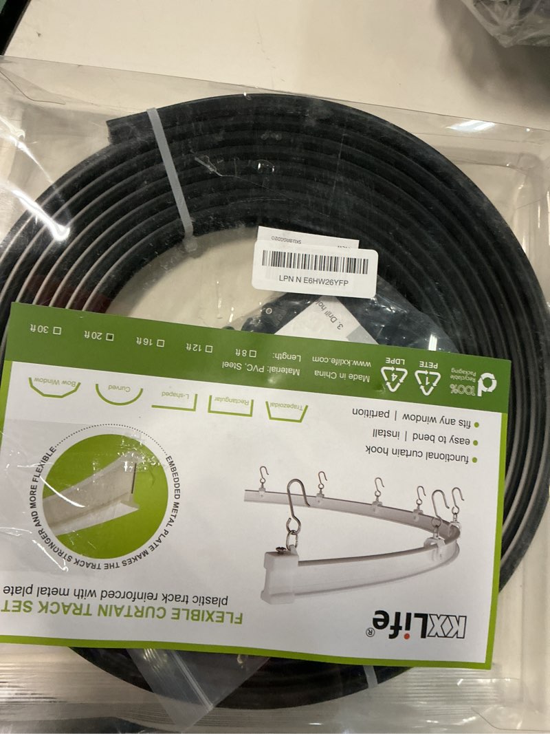 Condition photo showing New/Like New for kxlife black flexible ceiling mount curtain track (20 ft), hospital curtain track system, ceiling track for curtains, room divider ceiling track system, white x-large, 20ft black