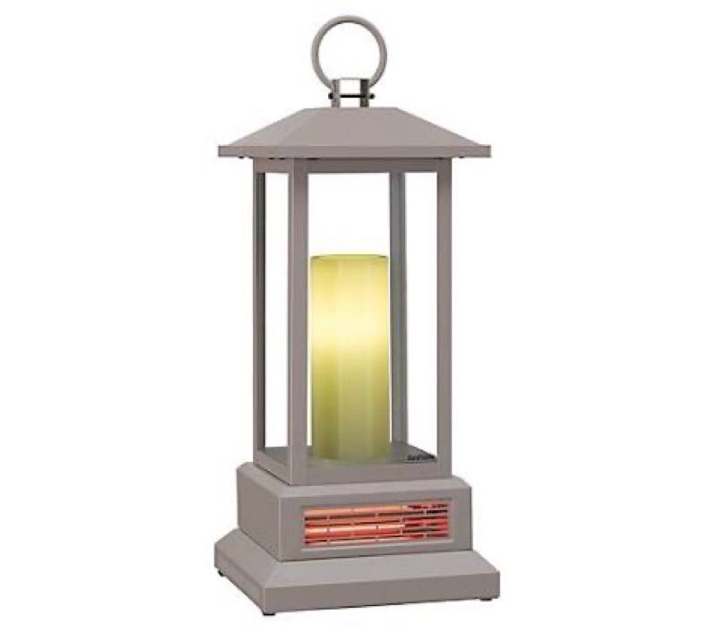 28" Electric Lantern W/ Infrared Heat & Remote/ French Gray Finish