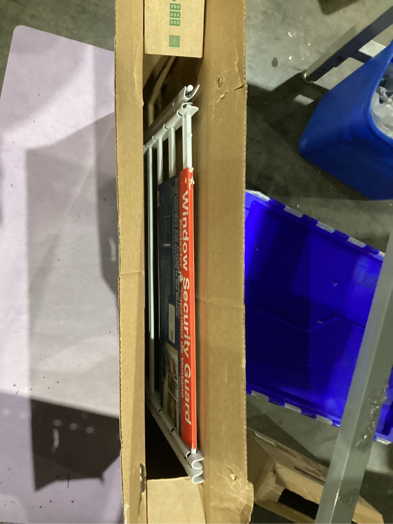 Condition photo showing As Is for Knape & Vogt John Sterling Swing-Open Style 6-Bar Child Safety and Window Guard, White, 1136, Width 24" to 42"-Max Height: 25", White 6-Bar: Width 24" to 42" - Max height: 25"
