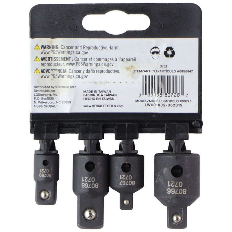 kobalt impact 4-piece 3/8-in; 1/2-in to 3/8-in; 1/2-in impact socket adapter set