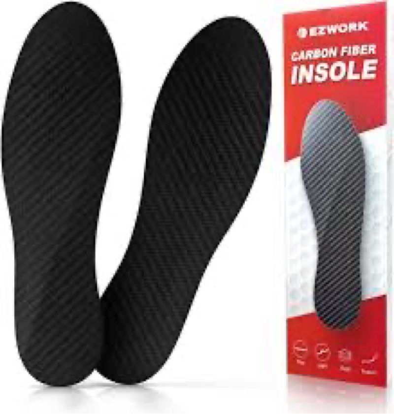 Carbon Fiber Insole 1 Pair, Rigid Thin Foot Plate Shoe Insert for Men Women, Support Turf Toe, Foot 