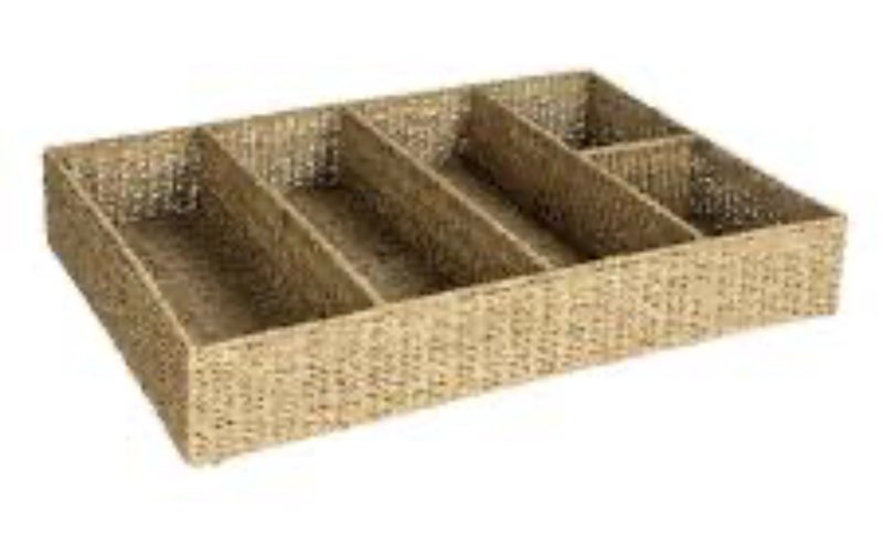 Hello Honey® 32" x 21" Natural 5-Section Handwoven Seagrass Tray