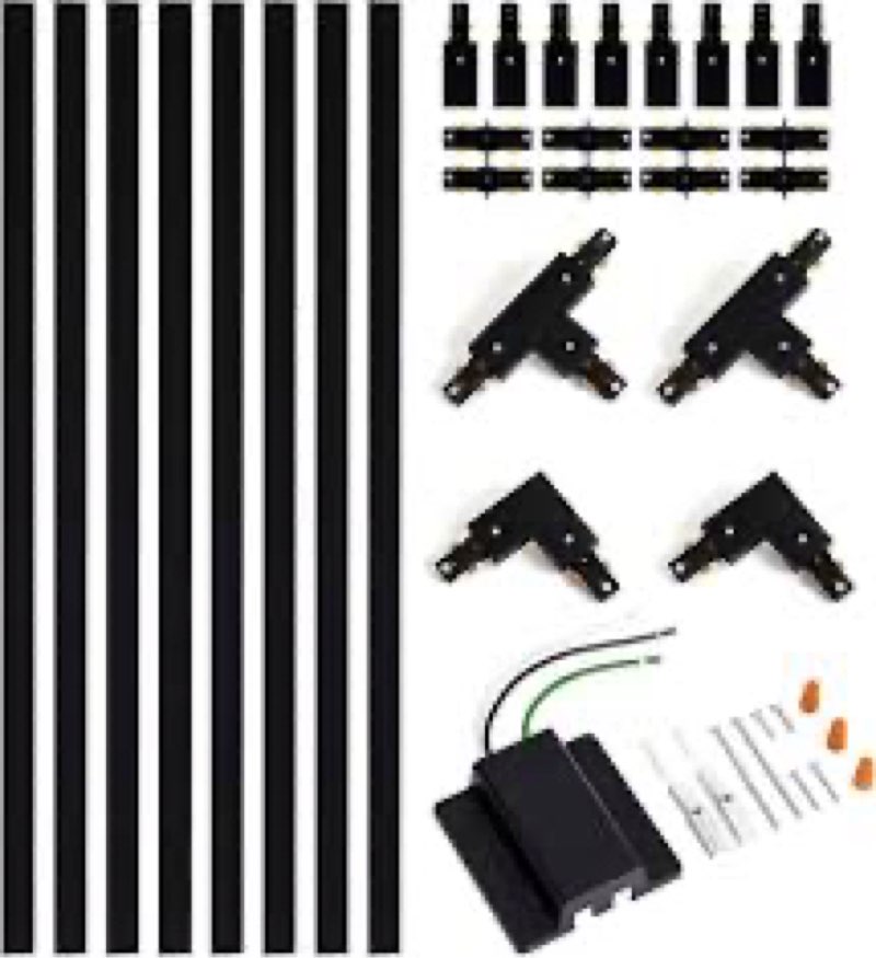 VANoopee 26FT H Track Lighting Rails Black, H Type Track Lighting Kit with Floating Canopy Connector