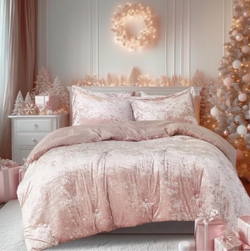 Comfort Spaces Juliette Luxe Comforter Set Velvet Lush with Soft Brushed Microfiber Reverse, All Season Cozy Velvet Bedding Sets, Fluffy Comforter Bed Set, Matching Sham, Blush King 3 Piece