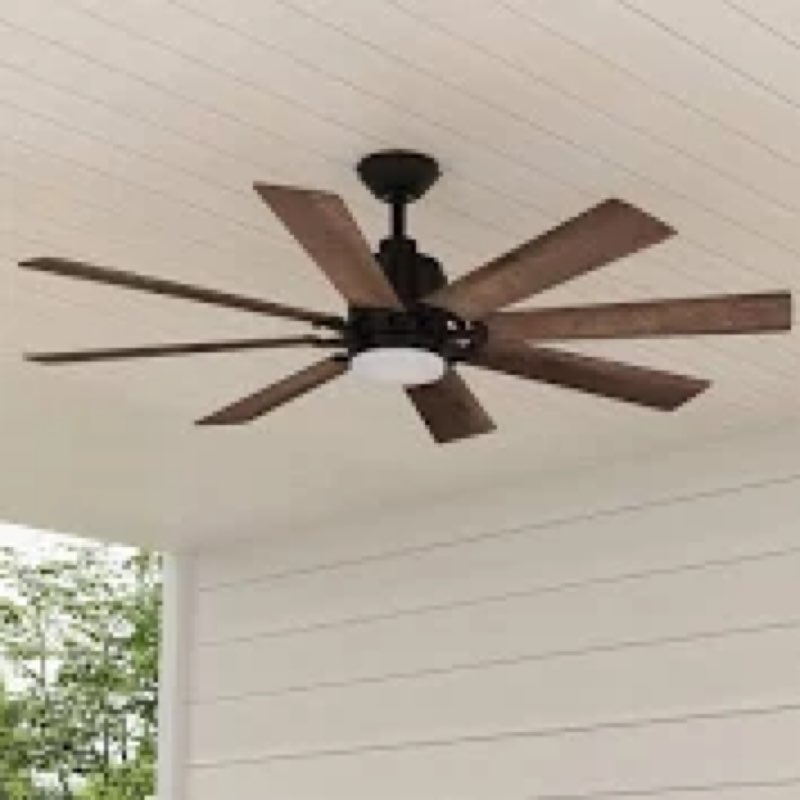 Harbor Breeze Talamore 60-in Matte Black with Auburn/Weathered Oak Blades Color-