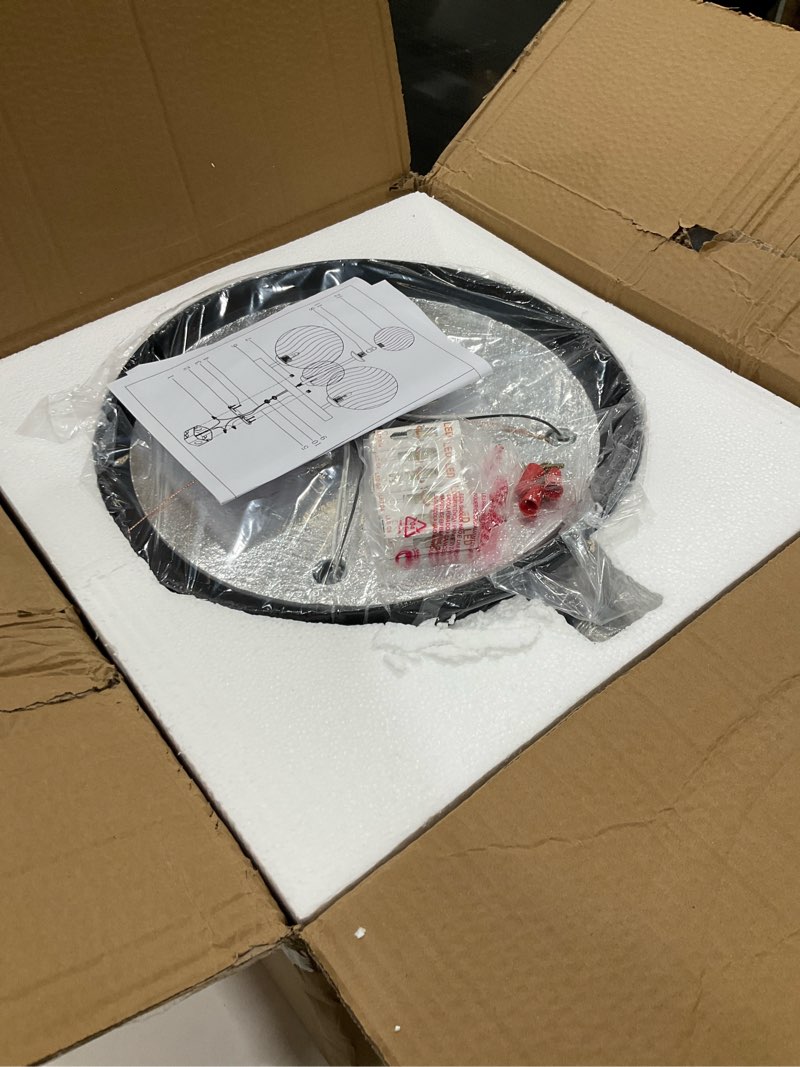 Condition photo showing Good Condition for ANYLOVE Modern Chandelier 5-Light Industrial Ceiling Lights Fixture 18" Black Semi Flush Mount Ceiling Light with G9 Base Lights Fixture for Dining Room Bedroom Foyer Hallway Living Room