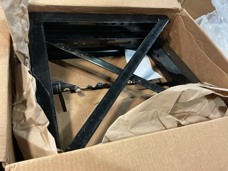 Condition photo showing As Is for 18’’x18’’ bolted steel mounting brackets for trailer tool box, set of 2- black 18''x18''- set of 2