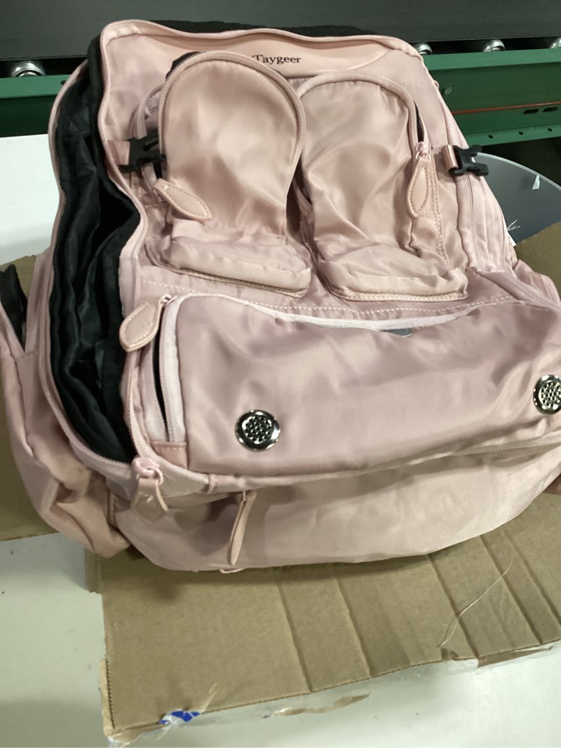 Condition photo showing Good Condition for Taygeer Vacuum Backpack, Expandable Vacuum Seal Carry on Backpack with Rain Cover, 17'' laptop Compression Backpacks Travel with Shoe Compartment, TSA Approved Personal Item Compression Back Pack,Pink Pink Large