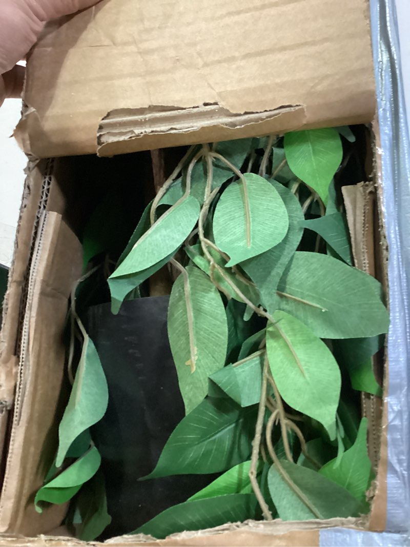 Condition photo showing Good Condition for 7ft Large Ficus Artificial Trees with Natural Curved Trunks, 84" Tall Lush Faux Tree for Home Decor Indoor, Green Lifelike Fake Ficus Tree Artificial Plants in Pot