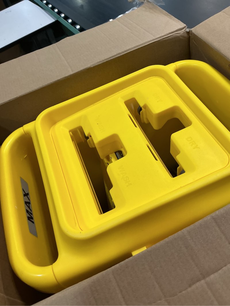 Condition photo showing As Is for joymoop industrial mop and bucket set, 17.7-inch dust mops for floor cleaning, flat mop bucket with wringer, include 5 reusable microfiber mop pads - yellow 17.7" mop-head - 60" mop+5 mop pads