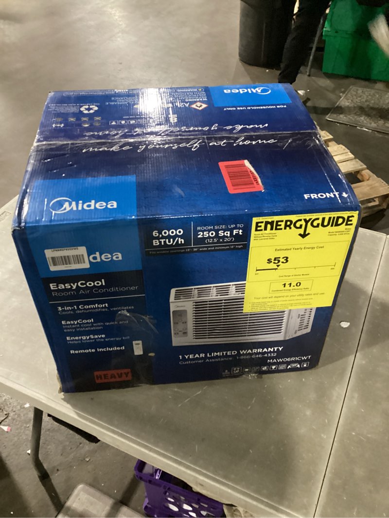 Condition photo showing New/Like New for midea 6,000 btu window air conditioner, 3-in-1 cool/fan/dehumidifier window ac unit, easycool air conditioner with remote control, cools up to 250 sq. ft., fits bedroom, study, office (2024 upgrade) 6,000 btu, electronic control