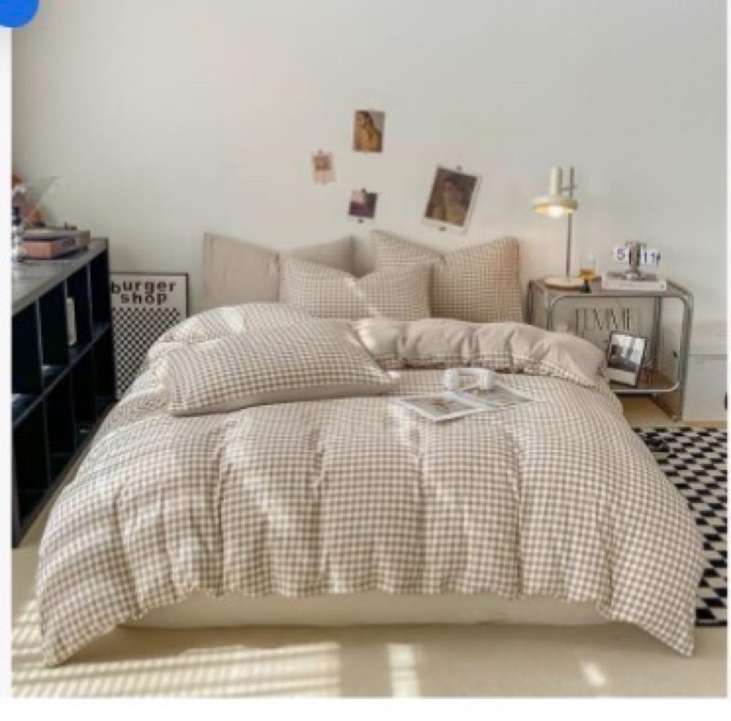 nayoroom gingham duvet cover full size brown tan plaid checkered comforter cover 3 pieces soft light