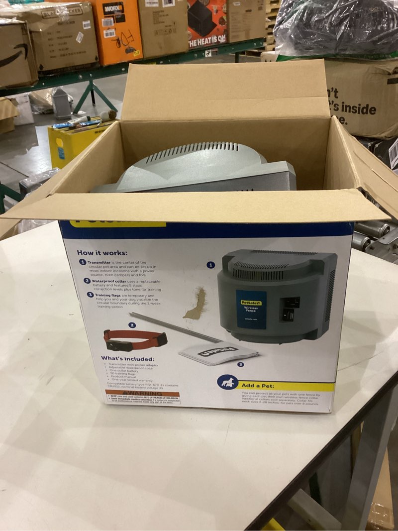 Condition photo showing As Is for PetSafe Wireless Pet Containment System - Original Wireless Electric Fence for Dogs - Covers Up to 1/2 Acre - for Pets 8lb+ Wireless Fence Kit