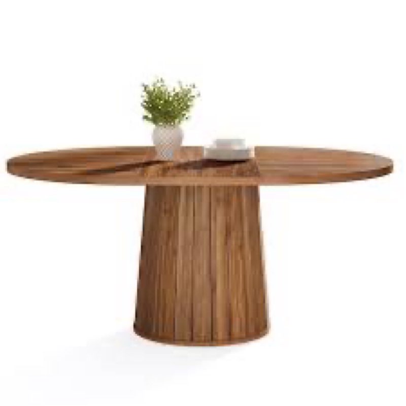 55 Inch Oval Dining Table With Wood Base For Dining Room, Kitchen