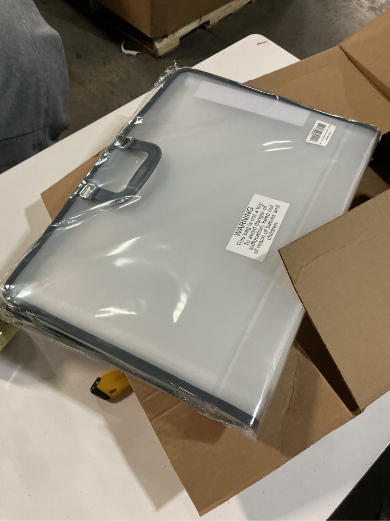 Condition photo showing New/Like New for 11x17 Kids Art Portfolio - Accordian File Organizer with 13 Pockets, Art Portfolio for Kids with Handle and Zipper Closure - Oxford Cloth, Frosted Translucent Artwork Folder for Children - 1 Pack